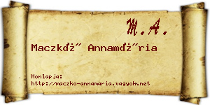 Maczkó Annamária névjegykártya